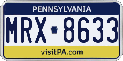 PA license plate MRX8633