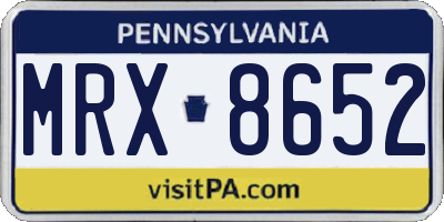 PA license plate MRX8652