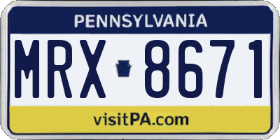 PA license plate MRX8671