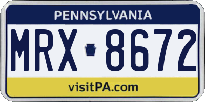 PA license plate MRX8672