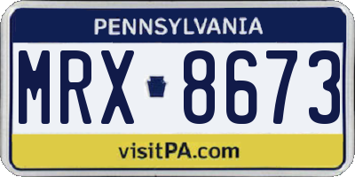 PA license plate MRX8673
