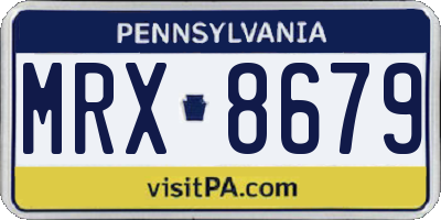 PA license plate MRX8679
