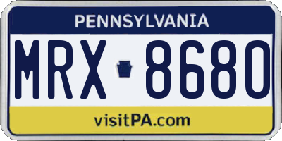 PA license plate MRX8680