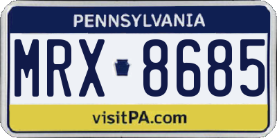 PA license plate MRX8685