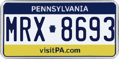 PA license plate MRX8693