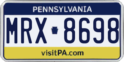 PA license plate MRX8698