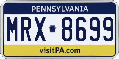 PA license plate MRX8699