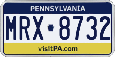 PA license plate MRX8732