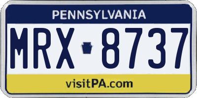 PA license plate MRX8737