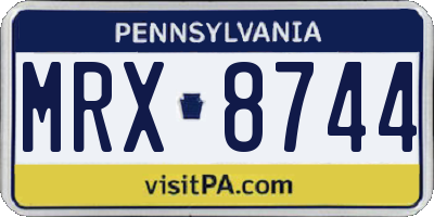 PA license plate MRX8744