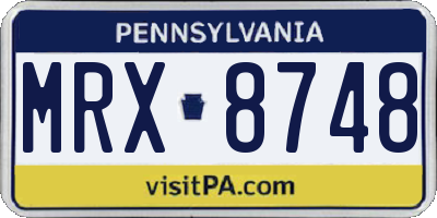 PA license plate MRX8748