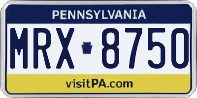 PA license plate MRX8750