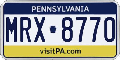PA license plate MRX8770