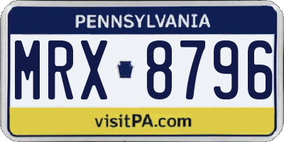 PA license plate MRX8796