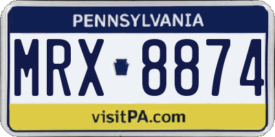 PA license plate MRX8874