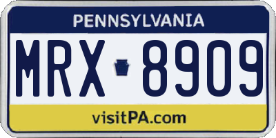 PA license plate MRX8909