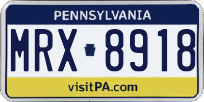PA license plate MRX8918