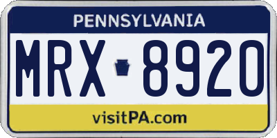PA license plate MRX8920