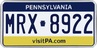 PA license plate MRX8922