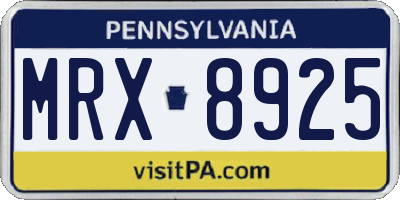 PA license plate MRX8925