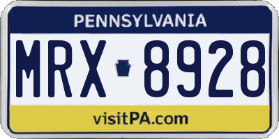 PA license plate MRX8928
