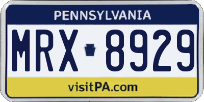 PA license plate MRX8929