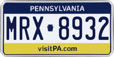 PA license plate MRX8932