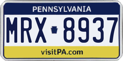 PA license plate MRX8937