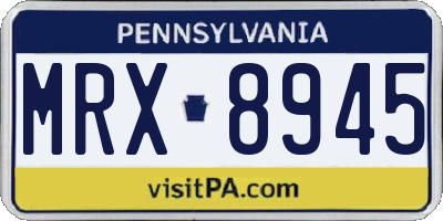 PA license plate MRX8945