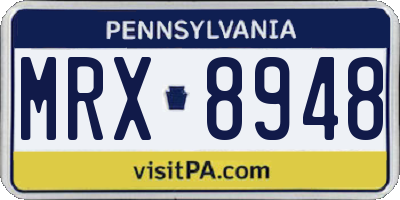 PA license plate MRX8948