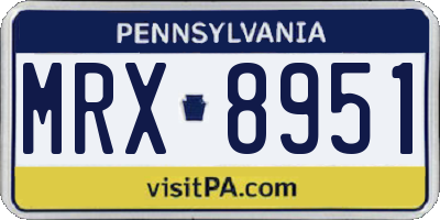 PA license plate MRX8951