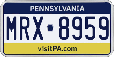 PA license plate MRX8959