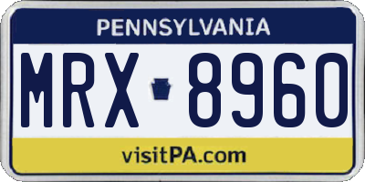 PA license plate MRX8960
