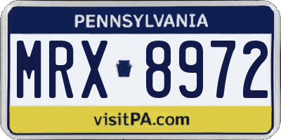 PA license plate MRX8972