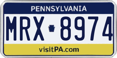 PA license plate MRX8974