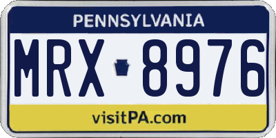PA license plate MRX8976