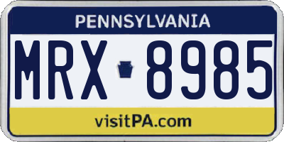 PA license plate MRX8985