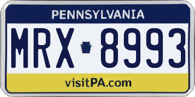 PA license plate MRX8993