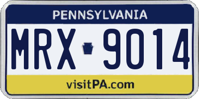 PA license plate MRX9014