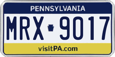 PA license plate MRX9017