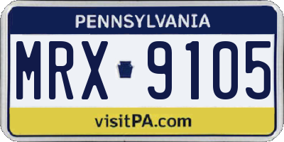 PA license plate MRX9105