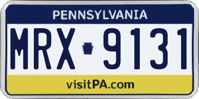 PA license plate MRX9131