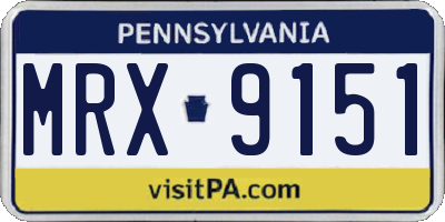 PA license plate MRX9151