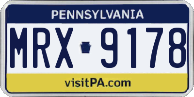 PA license plate MRX9178