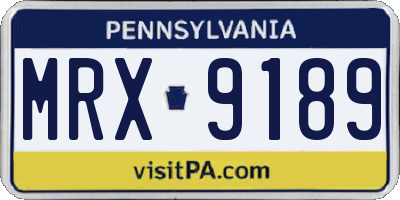 PA license plate MRX9189
