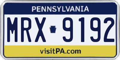 PA license plate MRX9192