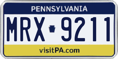 PA license plate MRX9211