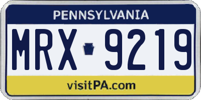 PA license plate MRX9219
