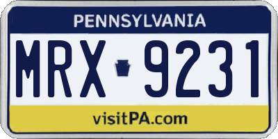PA license plate MRX9231