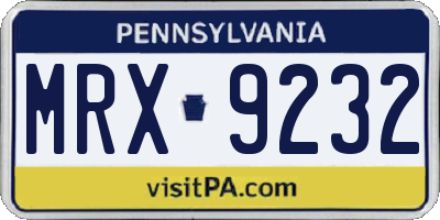 PA license plate MRX9232